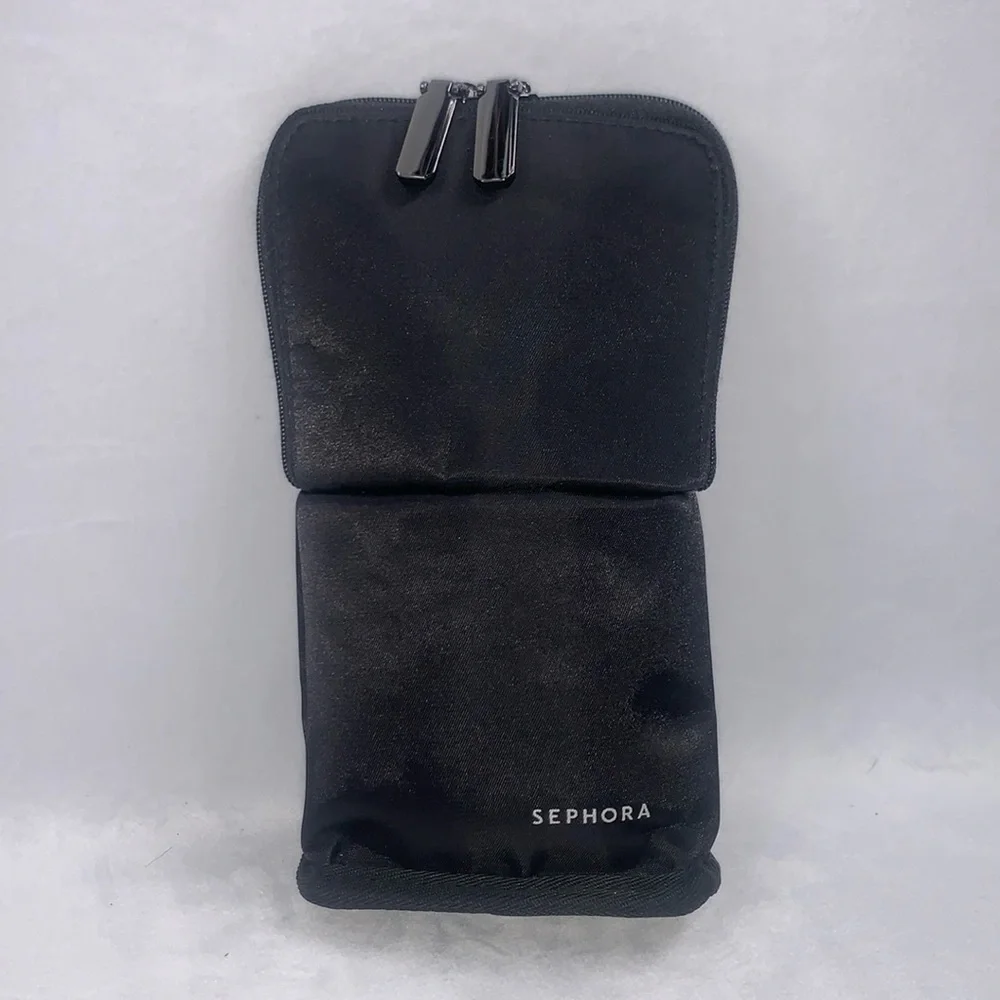 Sephora Makeup Brush Bag Black with Iridescent Interior Stand Up Carrying Case